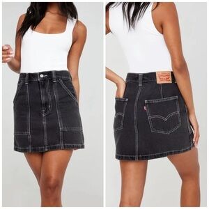 Levi's Carpenter Non-Stretch Denim Black Jean Mini Skirt